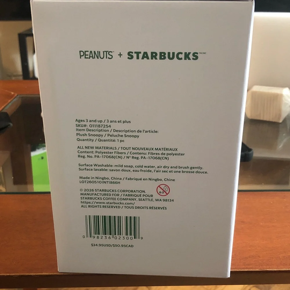 Peanuts x Starbucks White Snoopy Plush - Official Brand Collectible
